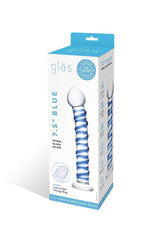 Gläs - Blue Spiral - 7.5" Glass Dildo - Blue/Clear Sex Toy - Tophatter Daily Deals