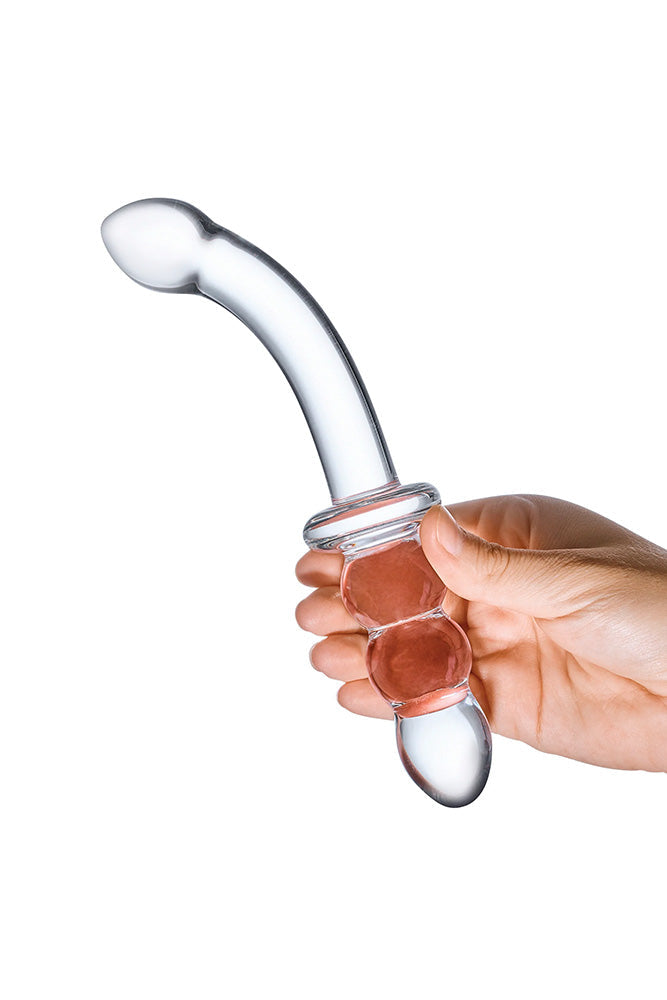 Gläs - Ribbed 8" G-Spot Double Ended Glass Dildo - Clear Sex Toy - Tophatter Daily Deals