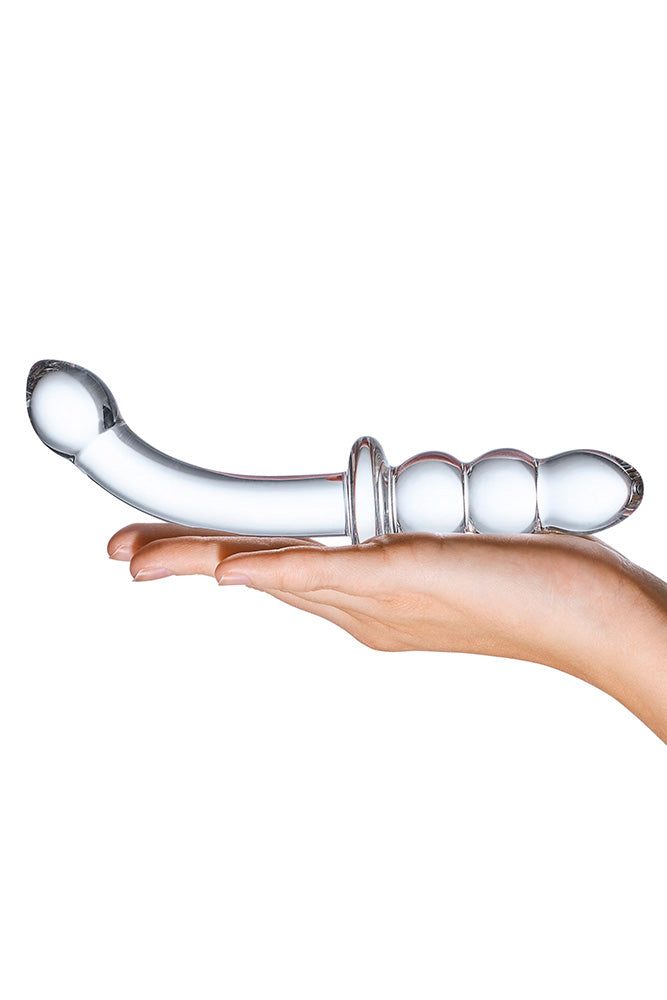 Gläs - Ribbed 8" G-Spot Double Ended Glass Dildo - Clear Sex Toy - Tophatter Daily Deals