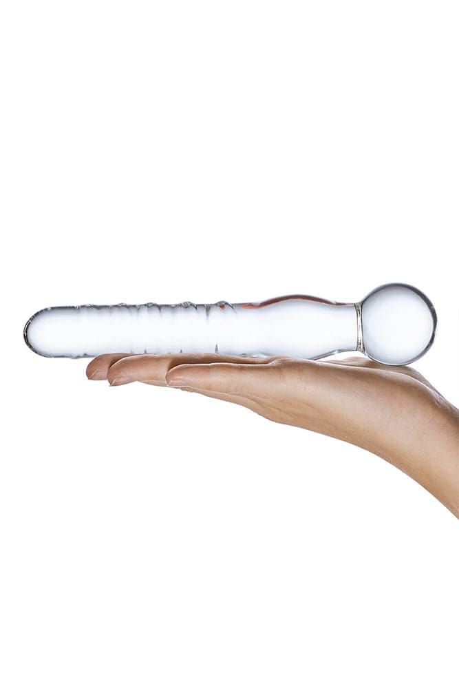 Gläs - Joystick - 8" Textured Glass Dildo - Clear Sex Toy - Tophatter Daily Deals