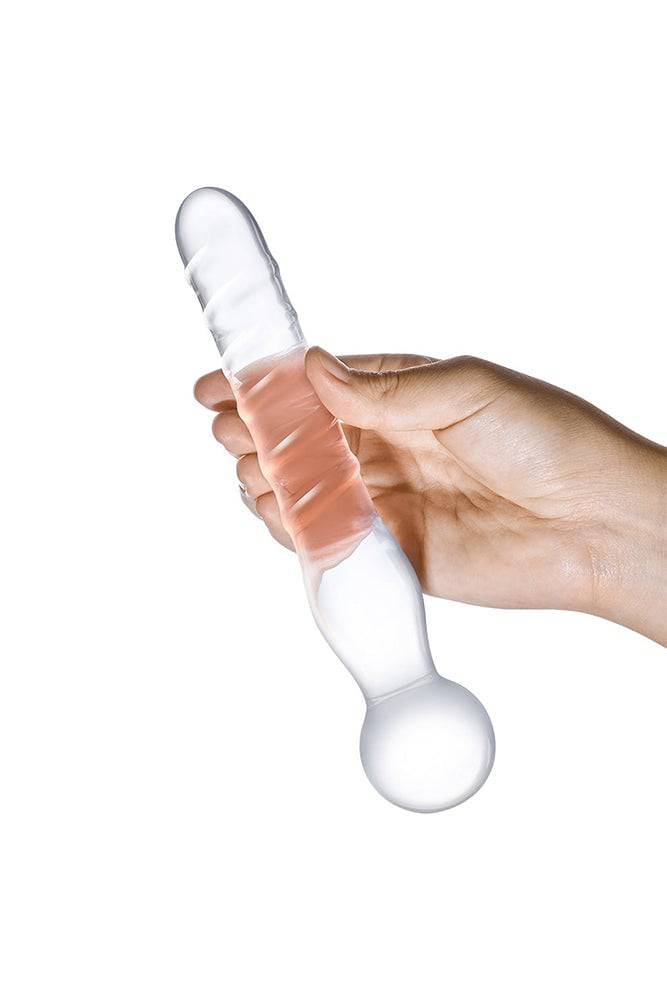 Gläs - Joystick - 8" Textured Glass Dildo - Clear Sex Toy - Tophatter Daily Deals