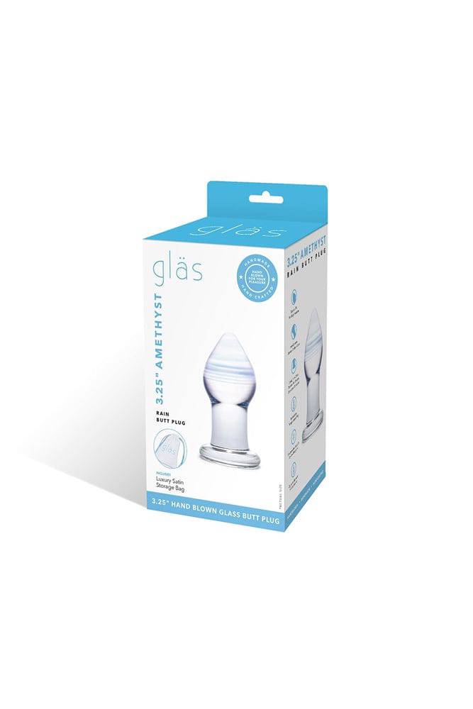 Gläs - Amethyst Rain - 3.25" Glass Butt Plug - Clear/Blue Sex Toy - Tophatter Daily Deals