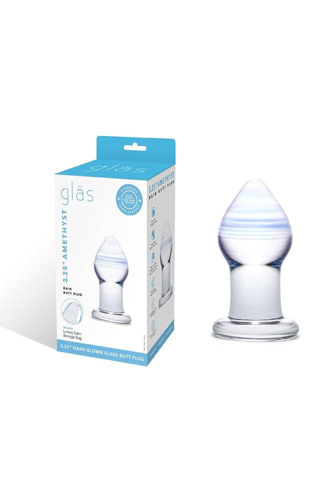 Gläs - Amethyst Rain - 3.25" Glass Butt Plug - Clear/Blue Sex Toy - Tophatter Daily Deals