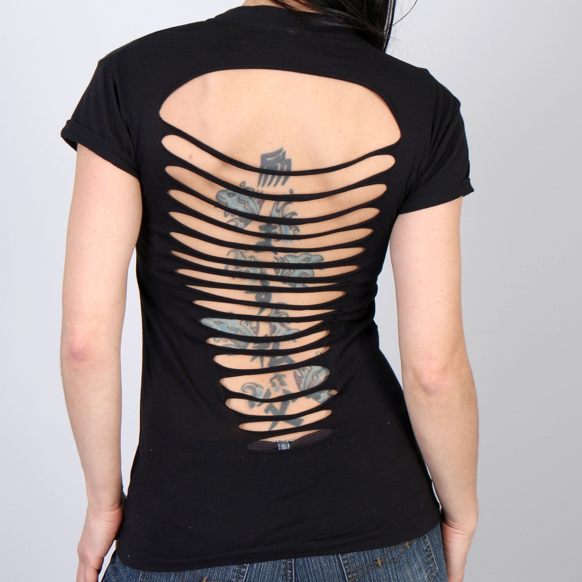 Hot Leathers Slit Back Asphalt Angel Ladies T-Shirt Ladies Short Sleeve - Tophatter Daily Deals