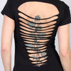 Hot Leathers Slit Back Asphalt Angel Ladies T-Shirt Ladies Short Sleeve - Tophatter Daily Deals