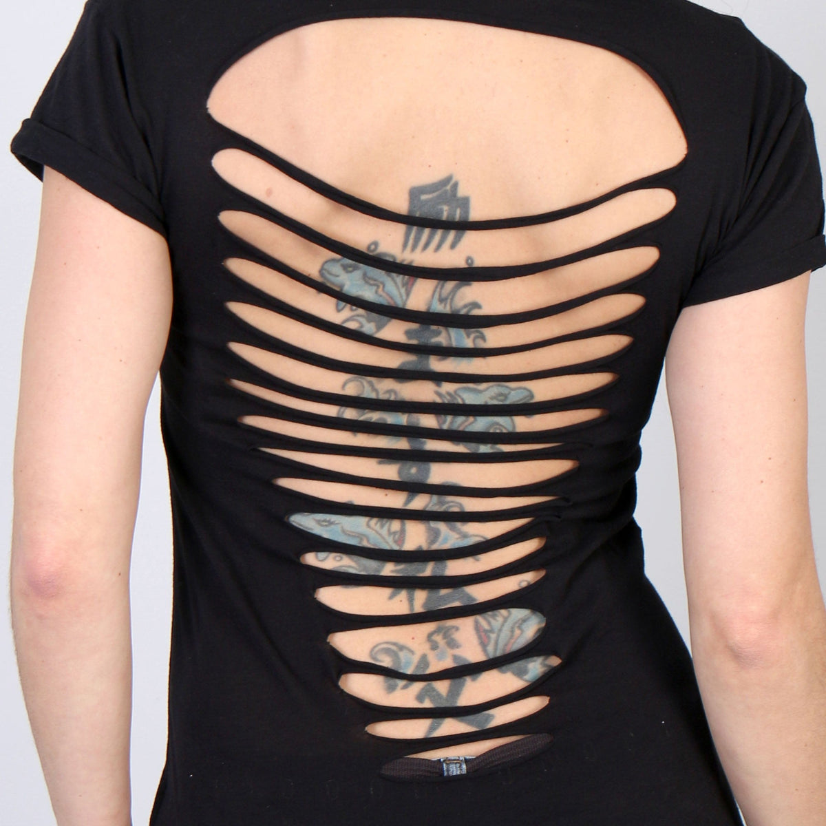 Hot Leathers Slit Back Asphalt Angel Ladies T-Shirt Ladies Short Sleeve - Tophatter Daily Deals