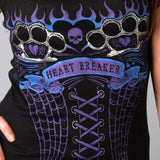 Hot Leathers Heart Breaker Corset Top with Foil Print Tank Top Ladies Tank Top - Tophatter Daily Deals