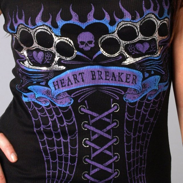 Hot Leathers Heart Breaker Corset Top with Foil Print Tank Top Ladies Tank Top - Tophatter Daily Deals