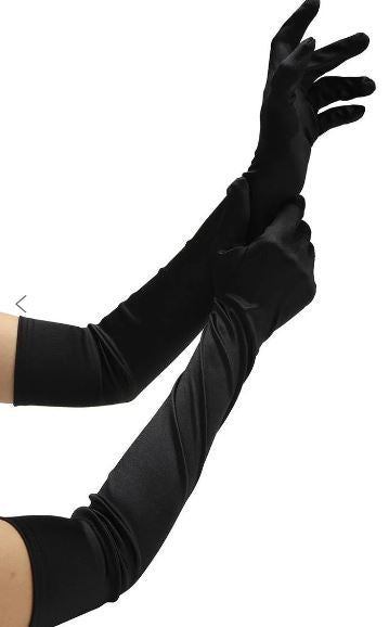Satin Opera Length Gloves Black Gloves - Tophatter Daily Deals