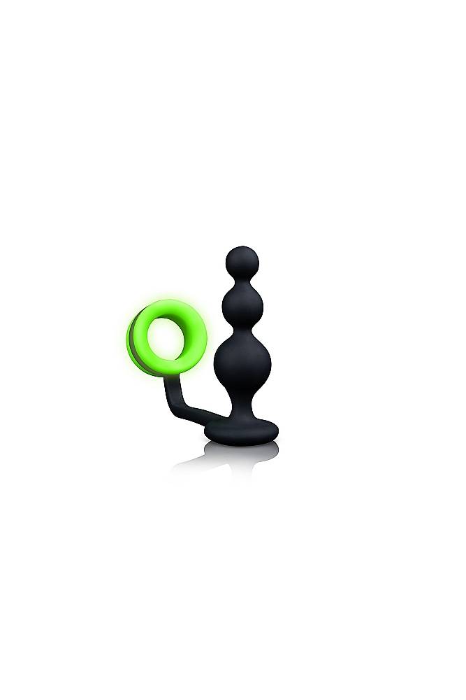 Ouch by Shots Toys - Glow - Beads Butt Plug with Cock Ring - Glow in the Dark Sex Toy - Tophatter Daily Deals