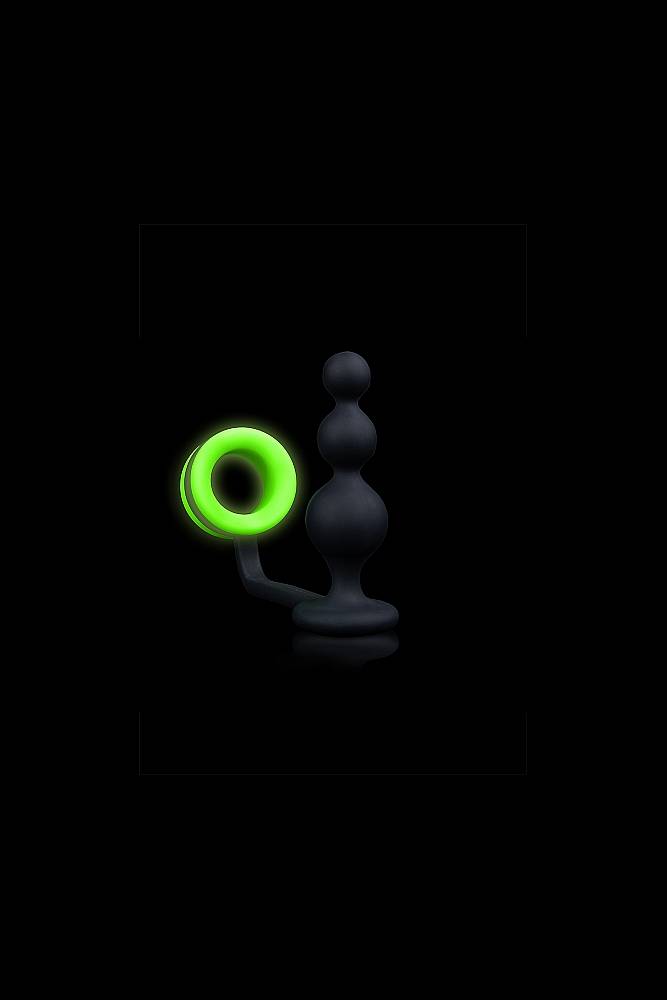 Ouch by Shots Toys - Glow - Beads Butt Plug with Cock Ring - Glow in the Dark Sex Toy - Tophatter Daily Deals
