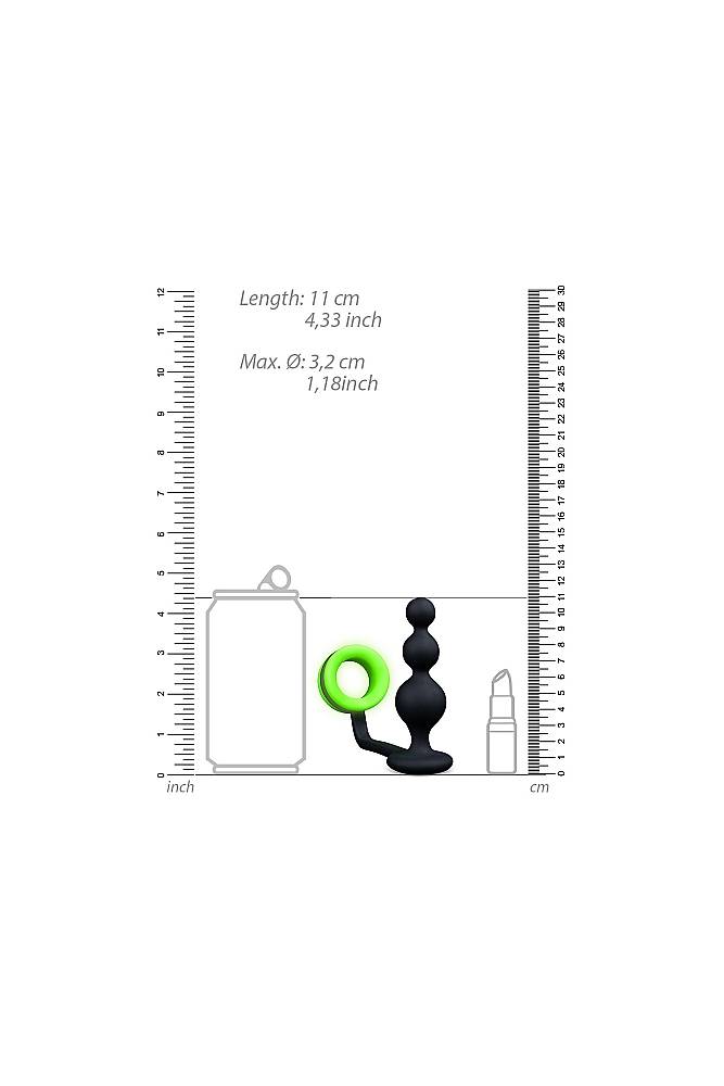 Ouch by Shots Toys - Glow - Beads Butt Plug with Cock Ring - Glow in the Dark Sex Toy - Tophatter Daily Deals