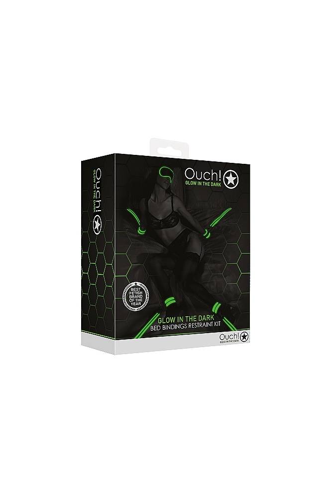 Ouch by Shots Toys - Glow - Bed Bindings Restraint Kit - Glow in the Dark BDSM - Tophatter Daily Deals