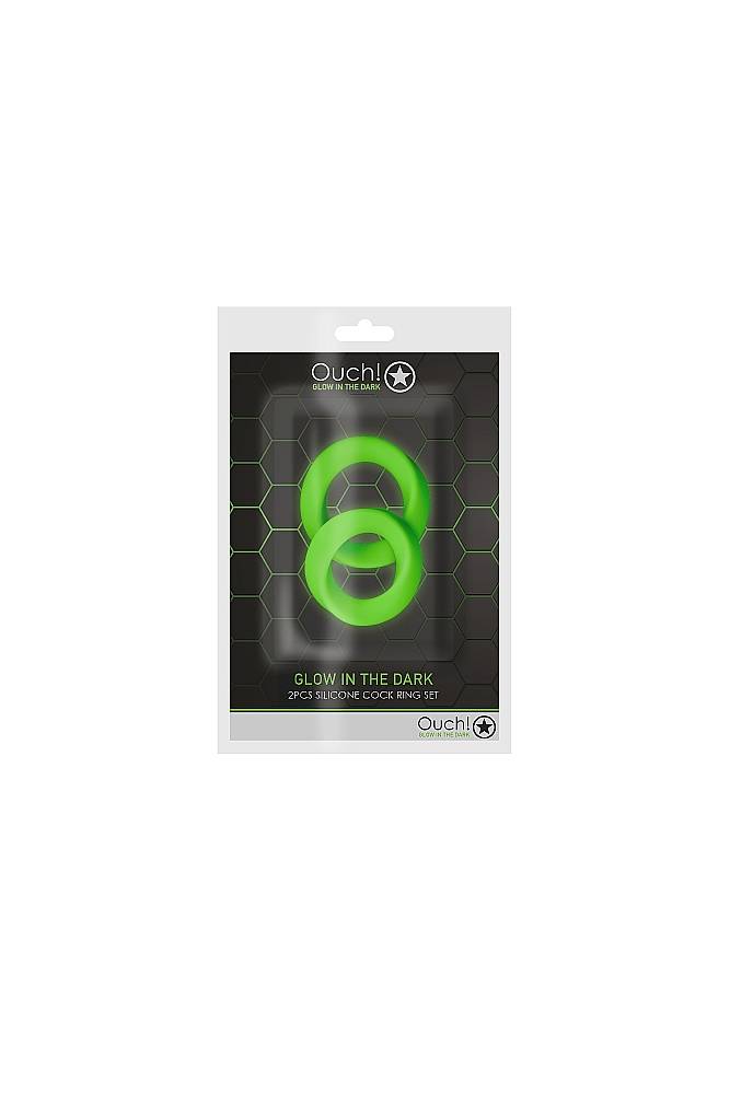 Ouch by Shots Toys - 2 pc Cock Ring Set - Glow in the Dark Sex Toy - Tophatter Daily Deals