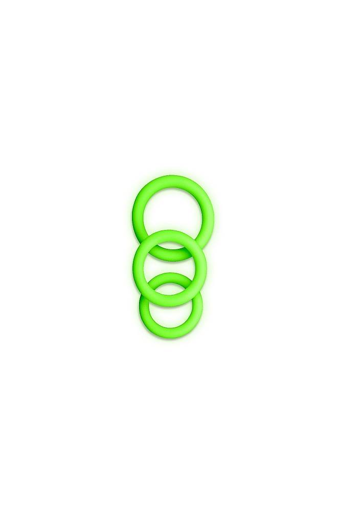 Ouch by Shots Toys - 3 pc Cock Ring Set - Glow in the Dark Sex Toy - Tophatter Daily Deals