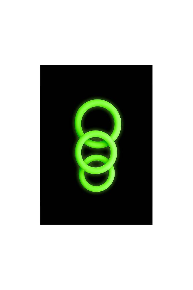 Ouch by Shots Toys - 3 pc Cock Ring Set - Glow in the Dark Sex Toy - Tophatter Daily Deals