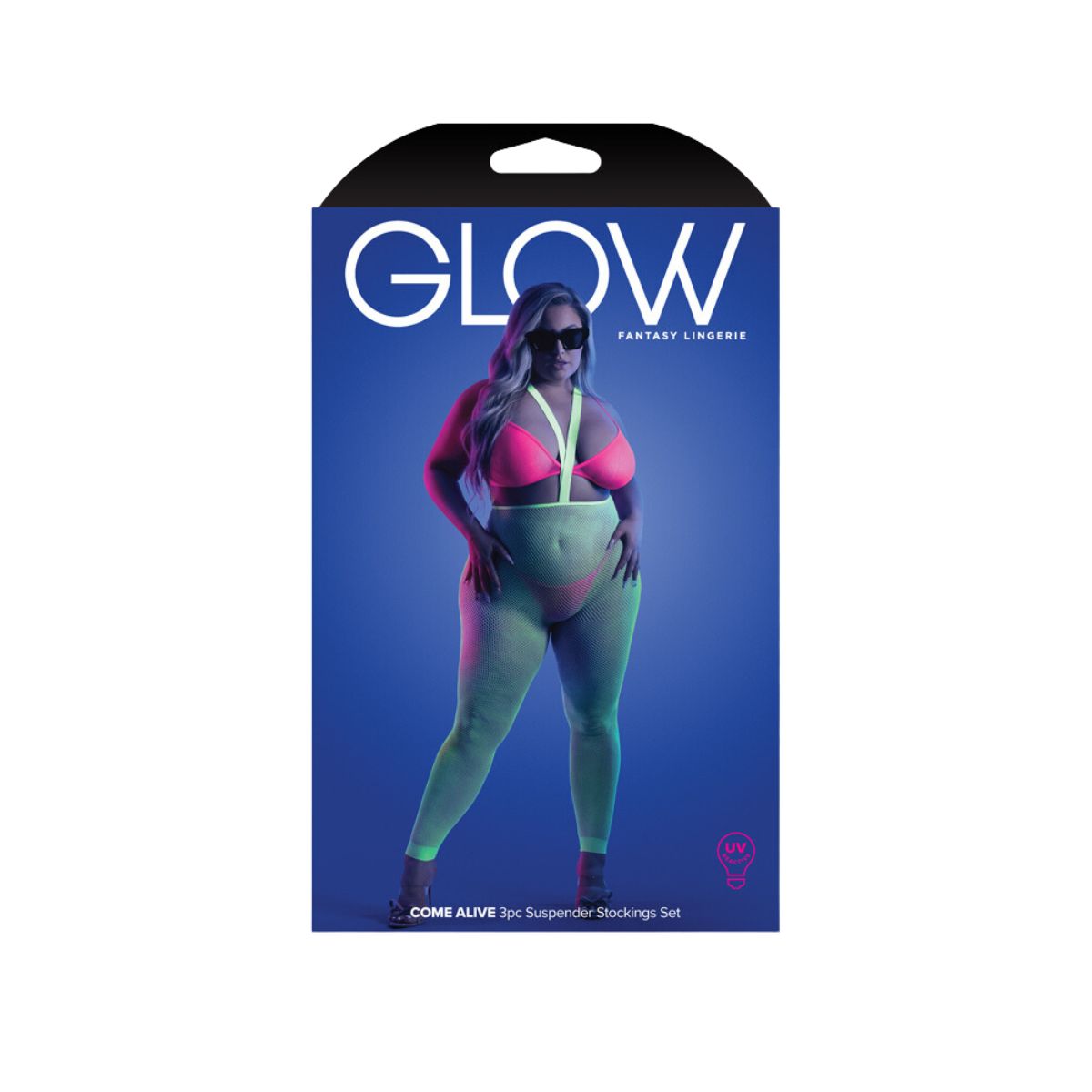 Glow Come Alive Bralette, G-String & Suspender Stockings Queen Size - Tophatter Daily Deals