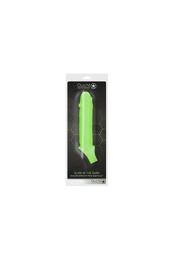 Ouch by Shots Toys - Glow -Smooth Stretchy Penis Sleeve with Ball Strap Style #3 - Glow in the Dark - Wholesale Prices (Limited Deals)