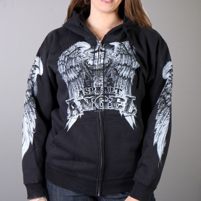 Hot Leathers Asphalt Angel Zip Up Hoodie Wings Hooded Sweatshirt Hoodies & Sweatshirts - Tophatter Daily Deals