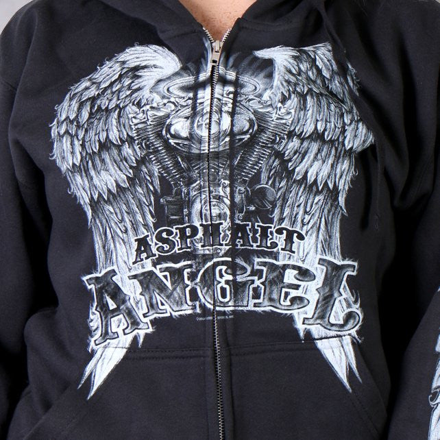 Hot Leathers Asphalt Angel Zip Up Hoodie Wings Hooded Sweatshirt Hoodies & Sweatshirts - Tophatter Daily Deals
