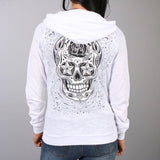 Hot Leathers Womens Sugar Skull Lightweight Slubby Hooded Sweatshirt Hoodies & Sweatshirts - Tophatter Daily Deals