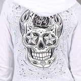 Hot Leathers Womens Sugar Skull Lightweight Slubby Hooded Sweatshirt Hoodies & Sweatshirts - Tophatter Daily Deals