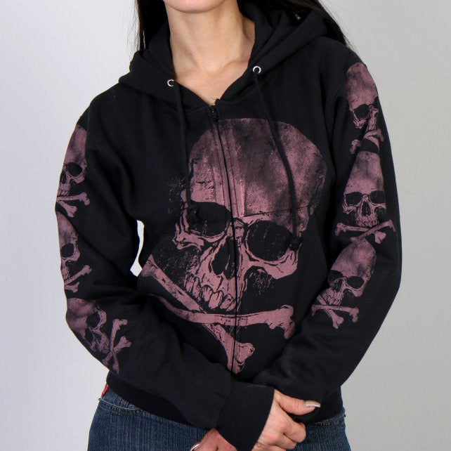 Hot Leathers Skull and Crossbones Jumbo Print Ladies Hooded Sweatshirt Hoodies & Sweatshirts - Tophatter Daily Deals