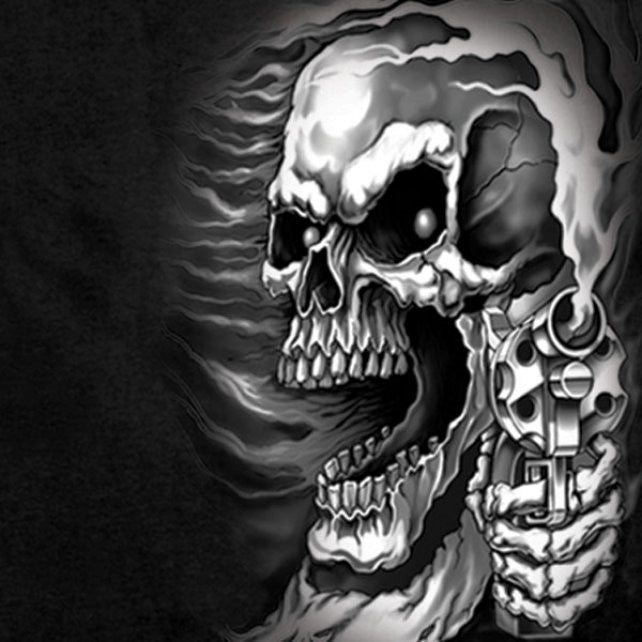 Hot Leathers Assassin Double Sided T-Shirt Skull & Smoking Pistols Mens Short Sleeve - Tophatter Daily Deals