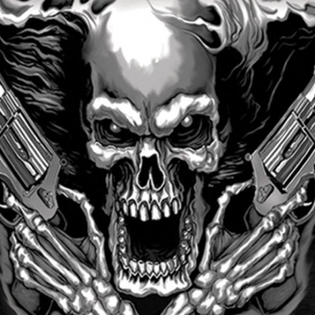 Hot Leathers Assassin Double Sided T-Shirt Skull & Smoking Pistols Mens Short Sleeve - Tophatter Daily Deals