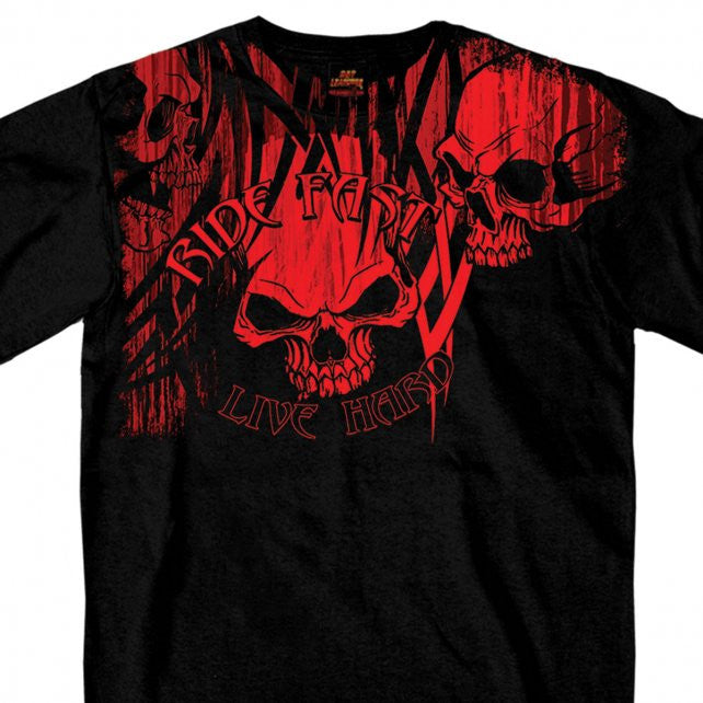 Hot Leathers Over The Top Red Tribal Skull T-Shirt Ride Fast Live Hard Mens Short Sleeve - Tophatter Daily Deals