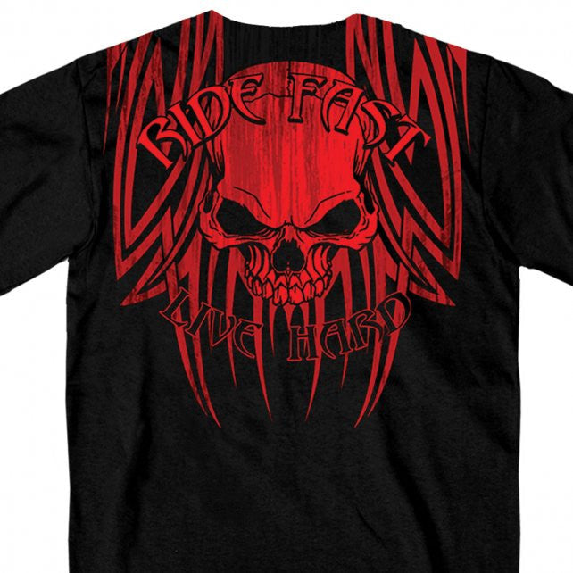 Hot Leathers Over The Top Red Tribal Skull T-Shirt Ride Fast Live Hard Mens Short Sleeve - Tophatter Daily Deals