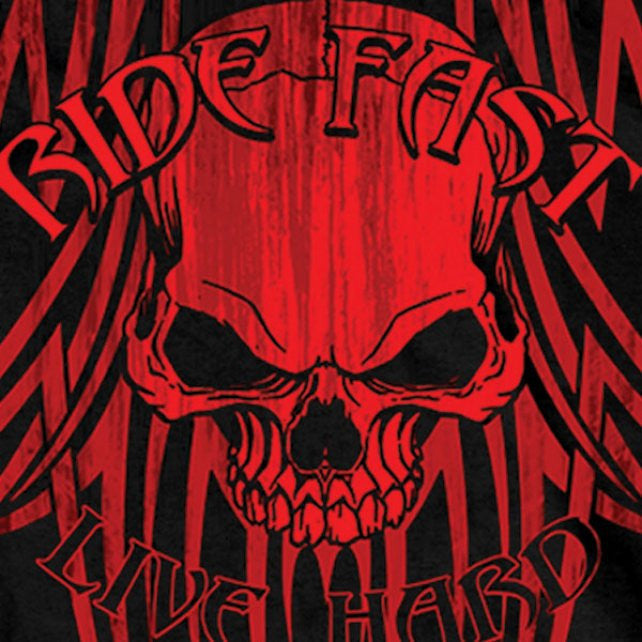 Hot Leathers Over The Top Red Tribal Skull T-Shirt Ride Fast Live Hard Mens Short Sleeve - Tophatter Daily Deals