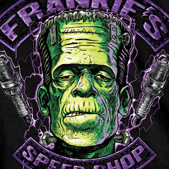 Hot Leathers Frankie's Speed Shop Double Sided Halloween T-Shirt Mens Short Sleeve - Tophatter Daily Deals