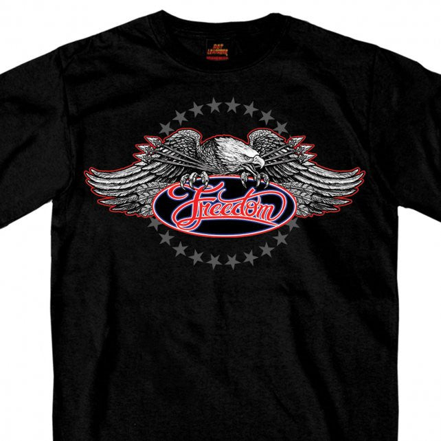Hot Leathers Freedom Eagle Short Sleeve T-Shirt Double Sided Biker Shirt Mens Short Sleeve - Tophatter Daily Deals