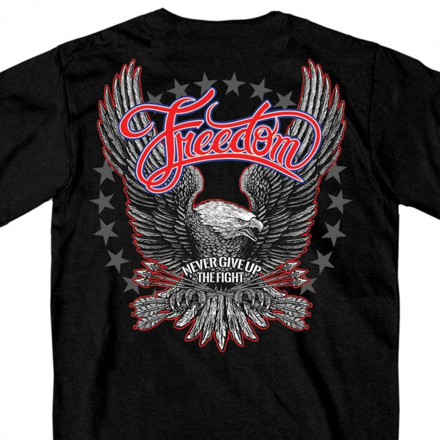 Hot Leathers Freedom Eagle Short Sleeve T-Shirt Double Sided Biker Shirt Mens Short Sleeve - Tophatter Daily Deals