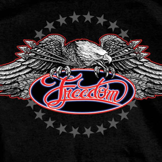Hot Leathers Freedom Eagle Short Sleeve T-Shirt Double Sided Biker Shirt Mens Short Sleeve - Tophatter Daily Deals