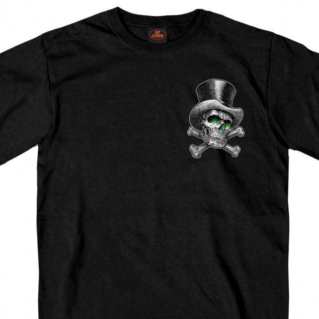 Hot Leathers Top Hat Cross Bones Short Sleeve Skull T-Shirt Double Sided Mens Short Sleeve - Tophatter Daily Deals