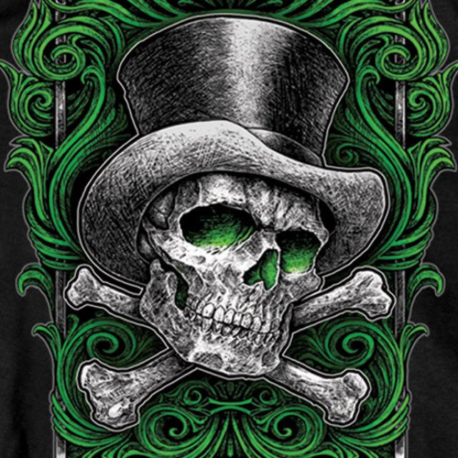 Hot Leathers Top Hat Cross Bones Short Sleeve Skull T-Shirt Double Sided Mens Short Sleeve - Tophatter Daily Deals