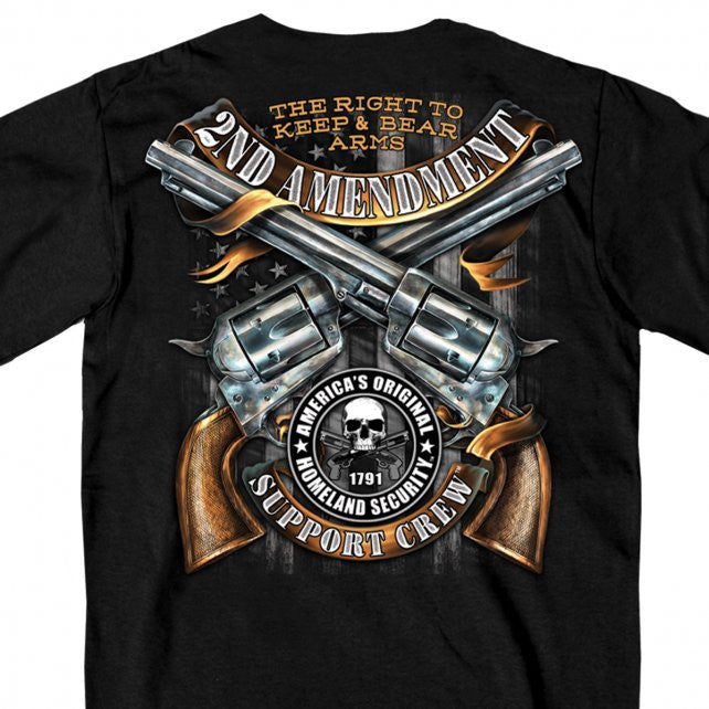 Hot Leathers Crossed Pistols Short Sleeve Shirt 2nd Amend. Support Crew Mens Short Sleeve - Tophatter Daily Deals