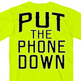 NEW! Hot Leathers Put The Phone Down Biker T-Shirt Safety Green Hi-Vis Mens Short Sleeve - Tophatter Daily Deals