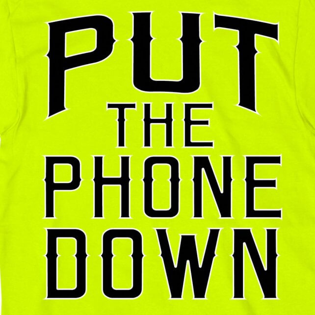 NEW! Hot Leathers Put The Phone Down Biker T-Shirt Safety Green Hi-Vis Mens Short Sleeve - Tophatter Daily Deals