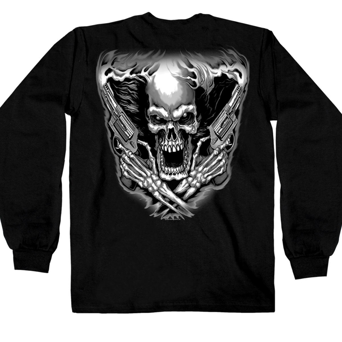Hot Leathers Assassin Double Sided Long Sleeve TShirt Skull & Guns Mens Long Sleeve - Tophatter Daily Deals