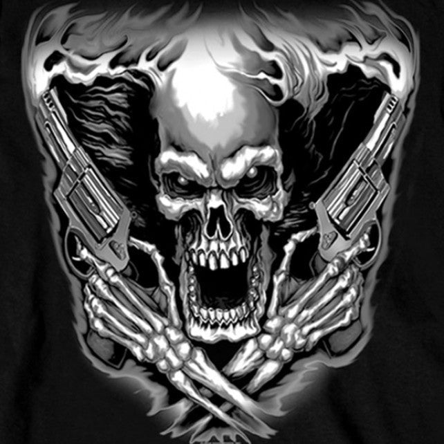 Hot Leathers Assassin Double Sided Long Sleeve TShirt Skull & Guns Mens Long Sleeve - Tophatter Daily Deals