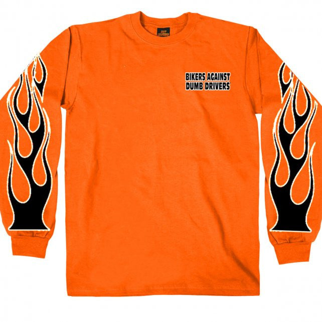 Hot Leathers Bikers Against Dumb Drivers Long Sleeve Neon Safety Shirt Mens Long Sleeve - Tophatter Daily Deals