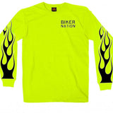 NEW! Hot Leathers Put The Phone Down Long Sleeve Biker Shirt Safety Green Mens Long Sleeve - Tophatter Daily Deals