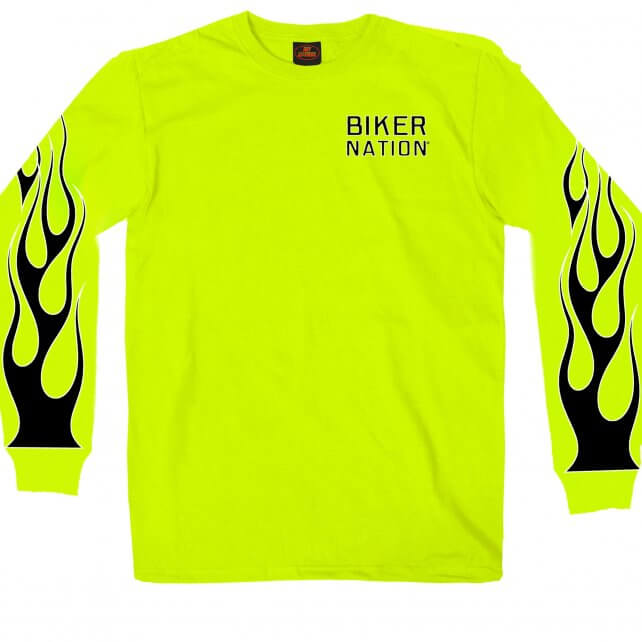 NEW! Hot Leathers Put The Phone Down Long Sleeve Biker Shirt Safety Green Mens Long Sleeve - Tophatter Daily Deals
