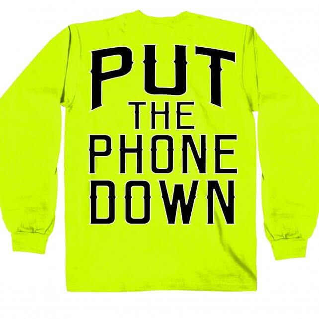 NEW! Hot Leathers Put The Phone Down Long Sleeve Biker Shirt Safety Green Mens Long Sleeve - Tophatter Daily Deals