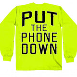 NEW! Hot Leathers Put The Phone Down Long Sleeve Biker Shirt Safety Green Mens Long Sleeve - Tophatter Daily Deals