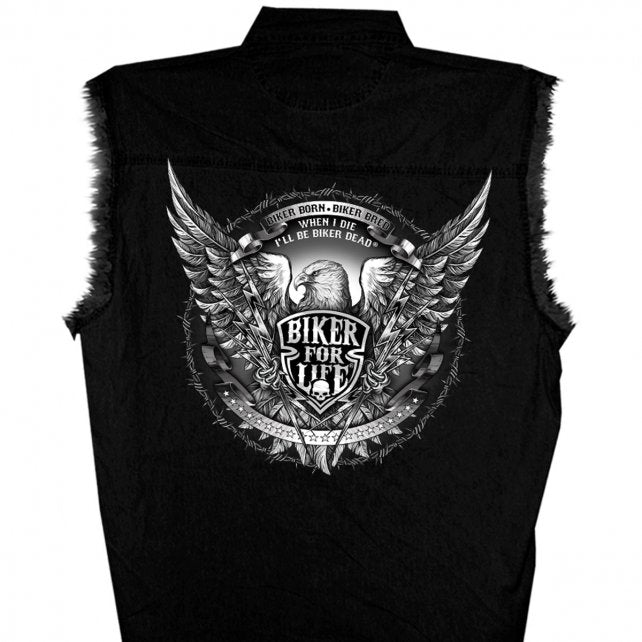 Hot Leathers Bold Eagle Sleeveless Denim Button Up Biker Shirt LIMITED Sleeveless Denim - Tophatter Daily Deals