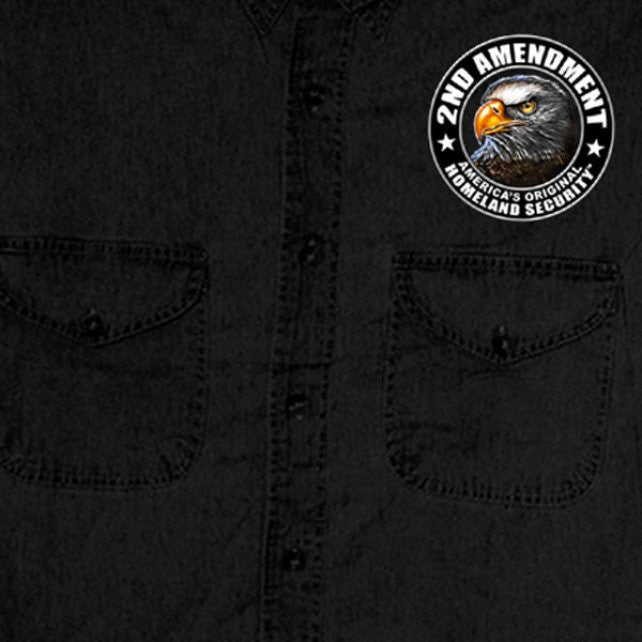 Hot Leathers New Down Flag Sleeveless Denim Button Up Biker Shirt Sleeveless Denim - Tophatter Daily Deals